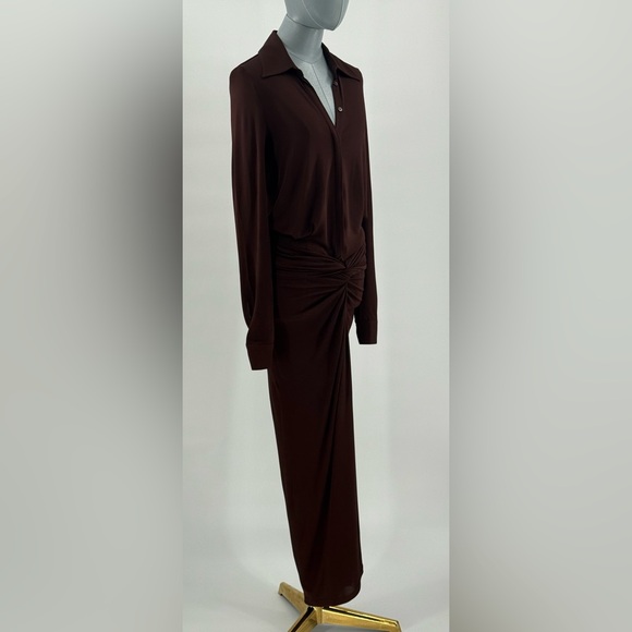 🆕 RAT & BOA 🧿 NWOT Rucci Long Sleeve Ruched Shirt Dress, Brown - Sz XS - Picture 5 of 17